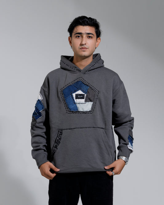 The Assemblage Deconstructed Denim Patchwork Hoodie